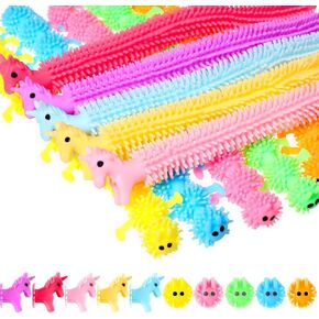 Skylety 10 Pieces Colorful Stretchy String Fidget Sensory Toy Unicorn and Caterpillars Worm Toys Stress Reliever Toy for Autistic Adult Stress Relief, Calming and Relaxing Gift