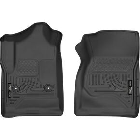 Husky Liners Weatherbeater Floor Mats | Fits 2014-2018 Chevrolet Silverado, GMC Sierra 1500, 2015-2019 Silverado, Sierra 2500HD, 3500HD (Standard Cab) | Front Row, 2-pc Black - 18241