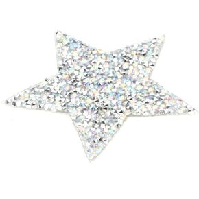 Rhinestone Star 10pcs, Crystals Silver Bling Applique Iron for DIY Clothes Patch Dress Shoes Bag Hat Sticker Stars Hot Fix Sewing Patches Hats Jewelry Accessories (8cm AB Color