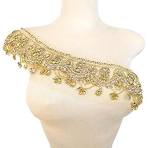 Handmade Beaded Crystal Patches Bodice Lace DIY Applique Patches Accessory for Dress Clothes(S4-silverAB)