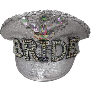 Nicky Bigs Novelties Bride to Be Captain Hat - Bachelorette Party Hats Costume Accessories - Pride Steampunk Festival Cap - Iridescent Sequins Captain Hat, Multi, One Size