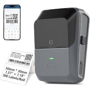 Label Printer for Small Business with Auto Scan, Label Maker Machine with Tape, Portable Bluetooth Thermal Printer for Barcode, Shipping, Office, Home (Gray)