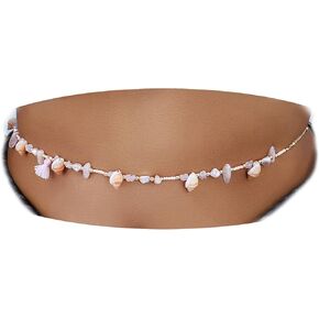 Beads Shell Conch Pearl Starfish Turquoise Beach Adjustable Women Belly Gold Waist Chain