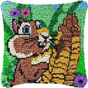 NEWHOOK Latch Hook Kits for Adults Beginners DIY Animal Pillowcase Crafts Cover Case Latch Hook Rug Kits with Dolphin Preprinted Canvas Crochet Yarn Kits Needlework Crafts 17'' X 17'' (Dolphin)