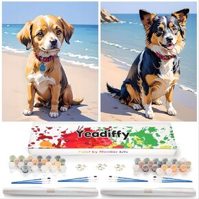 Yeadiffy 2 Pack Paint by Number for Adults,Acrylic Paint by Numbers Kits,Without Frame DIY Oil Painting Acrylic, DIY Oil Painting Art Set for Beginner Home Decor 16x20 Inch (Glass Flower)