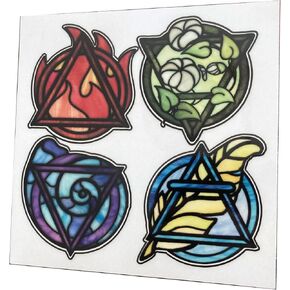 Alchemy Elements Sticker Sheet - Full Color Vinyl Stickers for Symbolic Magic and Decor - Set of 4 Elemental Symbols - 6" x 6" Decals