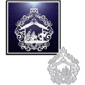 ALIBBON Christmas Nativity Scene Die Cuts for Card Making, Christmas Hanging Ornaments Cutting Dies Metal Template Molds, Jesus Christ Dies for Crafting DIY Photo Album Paper Scrapbooking