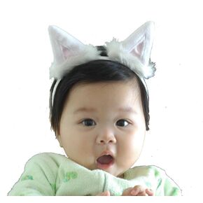 Cosplay Halloween White Cat Ears Kitten Ears Headband Animal Ears for Baby Toddler Girls Children Adults by Witty Pretty