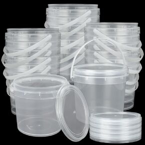 18 PCS 70 oz Slime Containers with Lids and Handles, Plastic 2000ml Storage Bucket Containers, Clear Slime Storage Case for Slime DIY Art Craft, Pigment, Small Tools, Part Material