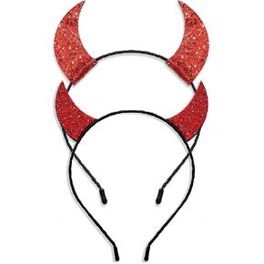 Halloween Devil Horns Headband Shining Sequins Devil Ear Hairband Cosplay Party Headbands for Women in Saudi Arabia