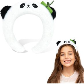 Panda Headbands for Girls Fluffy Animal Ears Headband Adult Cute Headbands for women Washing Face Panda Costume Accessories for Theme Party Halloween Christmas Cosplay