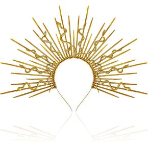 Medusa Snake Halo Crown Headbands Sunburst Egyptian Snake Headpiece Snake Tiara Hairband for Halloween Cosplay Photoshoot