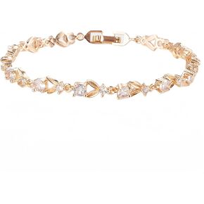 Women Tennis Bracelet, Gold Plated Tennis Bracelets for Women Charm Birthday Gold Jewelry Gifts for Women Mom 7.5"