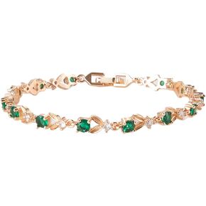 Women Tennis Bracelet, Gold Plated Tennis Bracelets for Women Charm Birthday Gold Jewelry Gifts for Women Mom 7.5"