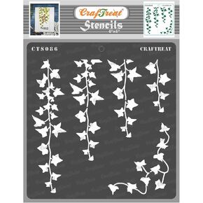 CrafTreat Reusable Ivy Stencils for Painting on Wood, Canvas, Paper, Fabric, Floor, Wall and Tile - Hanging Ivy - 6x6 Inches - DIY Art and Craft Stencils - Leaf and Nature Stencils