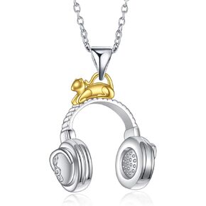 Music Jewelry Music Necklace Guitar/Headphone/Music Note Pendant Necklace for Women Gifts for Music Lover