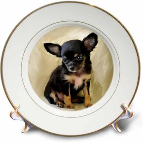3dRose cp_4467_1 Chihuahua Puppy Porcelain Plate, 8-Inch