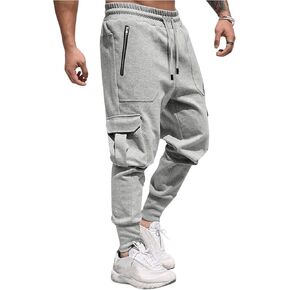 GORGLITTER Men's Drawstring Waist Cargo Sweatpants Flap Pocket Athletic Workout Jogger Pants
