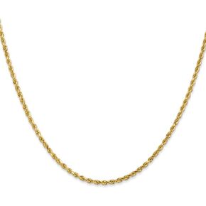 Diamond2Deal 14k Yellow Gold 2mm Diamond Cut Rope Chain Necklace