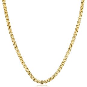 Kooljewelry 14k Yellow Gold Filled 3.5 mm Round Box Link Chain Necklace for Men Women