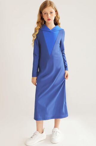 Girls Long Sleeve Maxi Dress Slim Hoodie Long Dress Sweatshirt for Size 7-14 Tween Teen in Fall Winter Spring in Kuwait