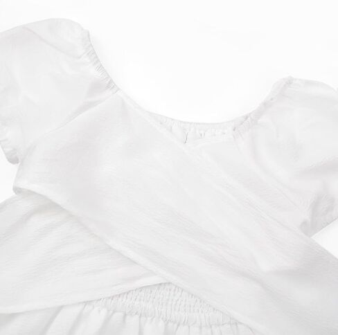Uhnice Girls Summer Casual Dress Bow Tie Back Dresses Off Shoulder Ruffled Hem in Saudi Arabia