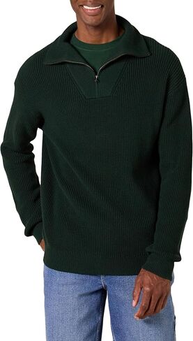 Amazon Essentials Men's Quarter-Zip Rib-Knit Relaxed-Fit Sweater in Saudi Arabia