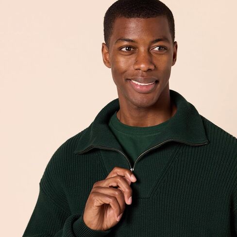 Amazon Essentials Men's Quarter-Zip Rib-Knit Relaxed-Fit Sweater in Saudi Arabia