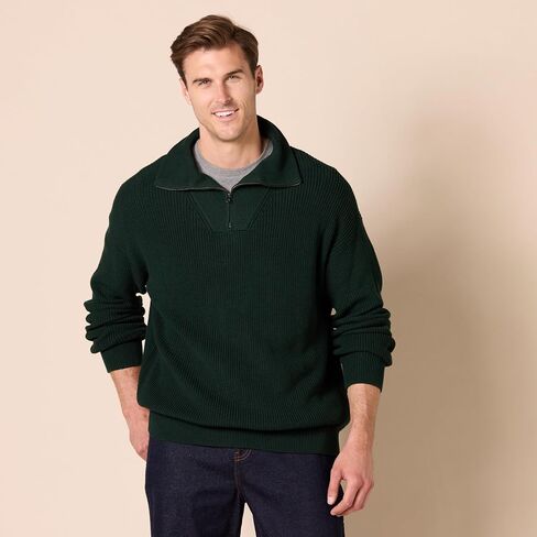 Amazon Essentials Men's Quarter-Zip Rib-Knit Relaxed-Fit Sweater in Saudi Arabia
