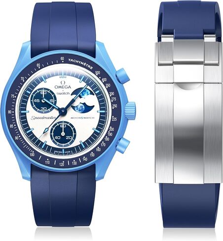 حزام لساعة Moonswatch، مقطوع حسب الحجم بدون فجوة حزام سيليكون لساعة أوميغا X Swatch Speedmaster Moonswatch 20 مم، حزام بديل منحني ناعم لساعة Swatch Omega للرجال والنساء in Kuwait