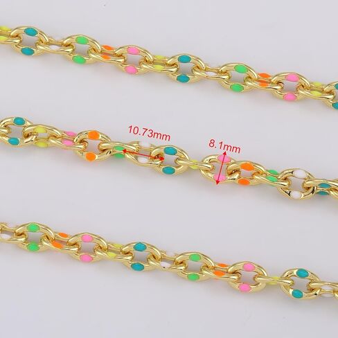 YOUBEIYEE 2 متر سلسلة المينا الملونة لصنع المجوهرات 18K مطلية بالذهب النحاس صنع المجوهرات سلسلة ممتعة متعددة الألوان الديكور الحرفية سلسلة in Saudi Arabia
