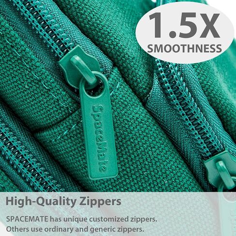 Cute Pencil Case Pouch Bag School Supplies for Girls and Boys, Heavy Duty Canvas Aesthetic Pen Case, Large Big Capacity Zipper Stationery Bag, Green, 1400ml in Saudi Arabia