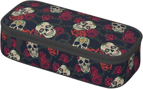 مقلمة أنيقة من Rose Skull منظم سعة كبيرة حقيبة أقلام رصاص قرطاسية مع سحاب للوازم المدرسية حقيبة أقلام رصاص للفتيات والأولاد والمكاتب in Saudi Arabia