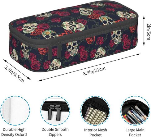مقلمة أنيقة من Rose Skull منظم سعة كبيرة حقيبة أقلام رصاص قرطاسية مع سحاب للوازم المدرسية حقيبة أقلام رصاص للفتيات والأولاد والمكاتب in Saudi Arabia