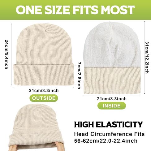 Jeyiour 3 Pcs Waterproof Beanie Fleece Thermal Winter Hat Waterproof Windproof Cuff Beanie for Women Men Ski Walking Running in Saudi Arabia