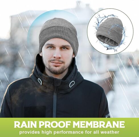 Jeyiour 3 Pcs Waterproof Beanie Fleece Thermal Winter Hat Waterproof Windproof Cuff Beanie for Women Men Ski Walking Running in Saudi Arabia