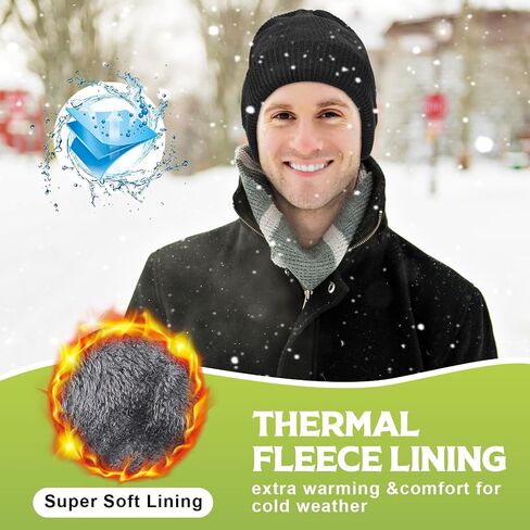 Jeyiour 3 Pcs Waterproof Beanie Fleece Thermal Winter Hat Waterproof Windproof Cuff Beanie for Women Men Ski Walking Running in Saudi Arabia