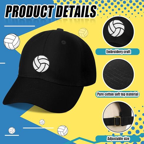 Vicenpal 12 جهاز كمبيوتر شخصى هدايا فريق الكرة الطائرة قبعة الكرة الطائرة فريق الكرة الطائرة المواد المطرزة القطن قابل للتعديل قبعة سوداء للنساء الرجال الهدايا الكرة الطائرة موضوع حزب الرياضة فريق نادي اللوازم in Kuwait
