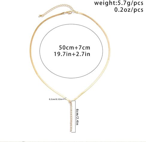 Gold Long Drop Y Necklace for Women Dainty Snake Bone Chain Link Choker Necklace Silver Cubic Zircon Pendant Necklace Fashion Jewelry Gifts in Kuwait