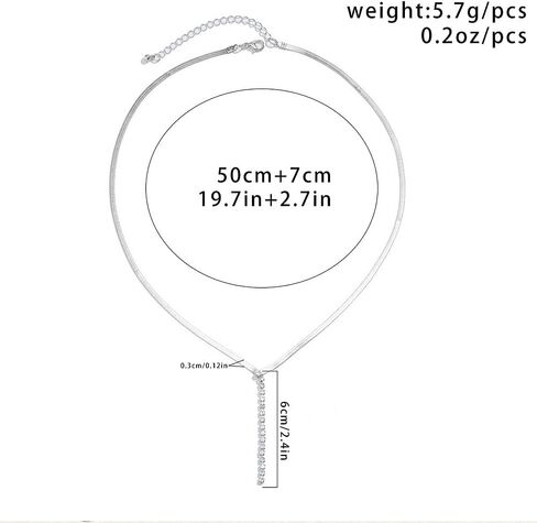 Gold Long Drop Y Necklace for Women Dainty Snake Bone Chain Link Choker Necklace Silver Cubic Zircon Pendant Necklace Fashion Jewelry Gifts in Kuwait