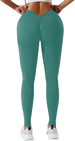 YOAKUKA Scrunch V Back Yoga Leggings for Women Butt Lifting Booty Workout Gym Seamless Pants in Saudi Arabia