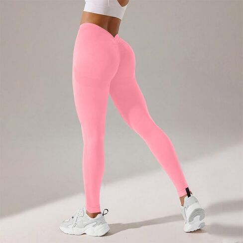 YOAKUKA Scrunch V Back Yoga Leggings for Women Butt Lifting Booty Workout Gym Seamless Pants in Saudi Arabia