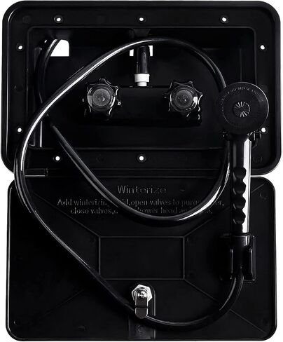 RV Exterior Shower Box Kit with Lock for Outside, Outdoor Non-Metallic RV Accessories for RVs, Fifth Wheels, Motorhomes, Travel Trailers, Campers - Black in Saudi Arabia