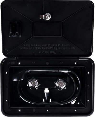 RV Exterior Shower Box Kit with Lock for Outside, Outdoor Non-Metallic RV Accessories for RVs, Fifth Wheels, Motorhomes, Travel Trailers, Campers - Black in Saudi Arabia
