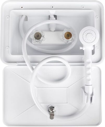 RV Exterior Shower Box Kit with Lock for Outside, Outdoor Non-Metallic RV Accessories for RVs, Fifth Wheels, Motorhomes, Travel Trailers, Campers - Black in Saudi Arabia