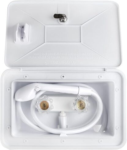 RV Exterior Shower Box Kit with Lock for Outside, Outdoor Non-Metallic RV Accessories for RVs, Fifth Wheels, Motorhomes, Travel Trailers, Campers - Black in Saudi Arabia