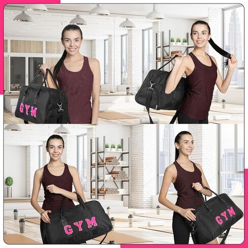 2 قطعة حقيبة سفر من القماش الخشن للنساء حقيبة صالة الألعاب الرياضية Preppy Chenille Letter Weekender حقيبة مضادة للماء حقيبة واق من المطر مع حذاء وملابس مبللة مقصورة الجمباز هدايا لحفلات الجمباز in Saudi Arabia