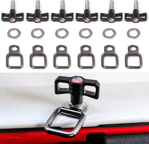 BESTAOO 6Pack Hardtop Quick Removal Bolts Thumb Screws with 6 Tie Down Anchors Compatible with Jeep Wrangler 1997-2024 TJ JK JL Gladiator JT 4XE 2021+ Ford Bronco 2 4 Door Accessories (Flag) in Saudi Arabia