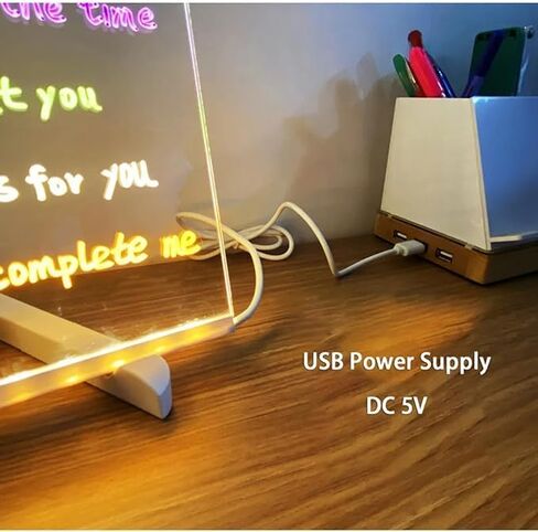 لوحة ملاحظات LED بألوان، لوحة مسح جاف من الأكريليك مع لوحة علامة رسائل أكريليك متوهجة وخفيفة، لوحة مسح جافة مضيئة مع حامل كلوحة مذكرة متوهجة لوحة رسم أكريليك (7.9 × 7.9 بوصة) in Saudi Arabia
