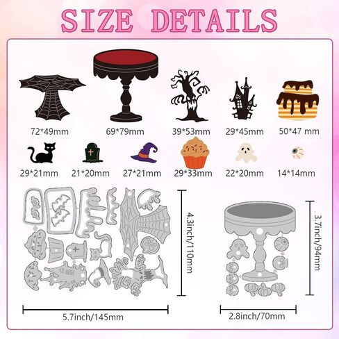 Halloween Cake Die Cuts for Card Making, Halloween Style Cutting Dies Carbon Steel Die Cuts Embossing Template Dies Stencils Scrapbooking for Halloween Craft Birthday Gift Decor Photo Album in Kuwait